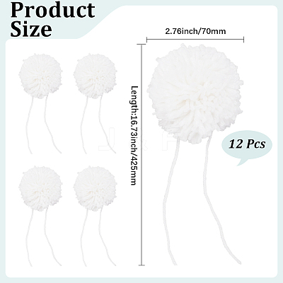 12Pcs DIY Craft Polyester Pom Pom Ball AJEW-CY0002-95B-1