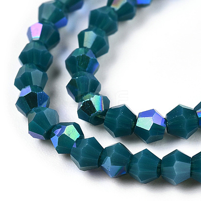 Opaque Solid Color Electroplate Glass Beads Strands EGLA-A039-P2mm-L18-1