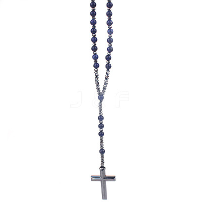 Natural Lapis Lazuli Rosary Bead Necklace LS-WG81562-02-1