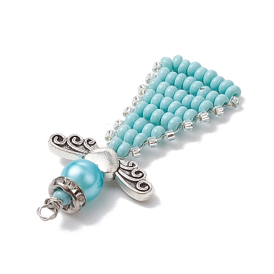 Glass Seed Beads Pendants PALLOY-MZ00381-04-1