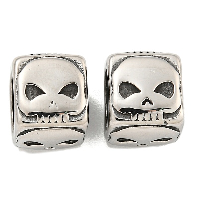 316 Surgical Stainless Steel with Rhinestone Large Hole Cube Beads STAS-Q326-08AS-04-1