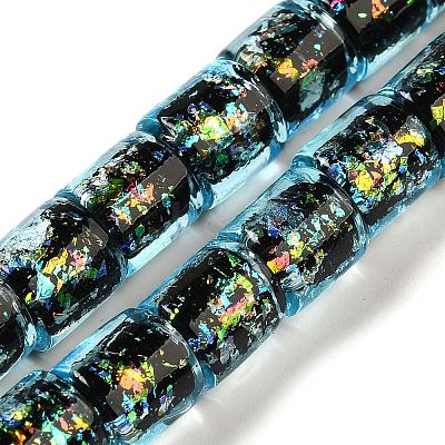 Handmade Dichroic Foil Glass Beads Strands DICH-U001-09E-1