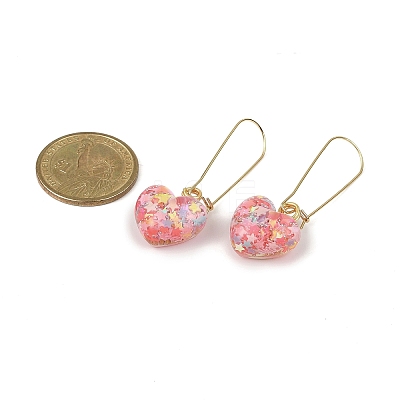 2 Pairs 2 Styles Heart & Flower Resin Dangle Hoop Earrings EJEW-JE06352-1