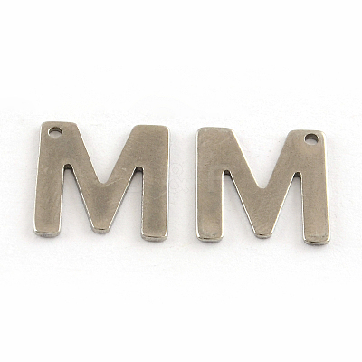 Tarnish Resistant 201 Stainless Steel Letter Charms STAS-S036-13-1