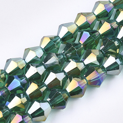 Electroplate Glass Beads Strands X-EGLA-Q118-6mm-B15-1