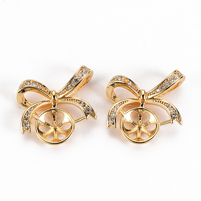 Brass Micro Pave Clear Cubic Zirconia Peg Bails KK-S356-278-NF-1