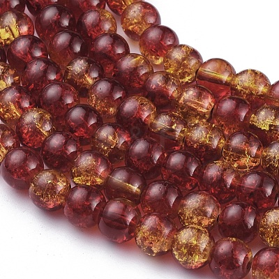 1Strand Two Tone Transparent Crackle Glass Round Beads Strands X-CCG-Q002-8mm-10-1