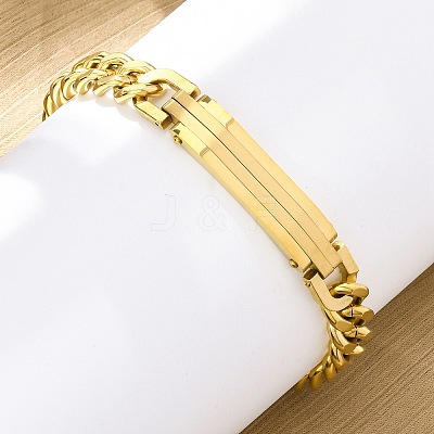 304 Stainless Steel Cuban Link Chain Bracelets for Women Men BJEW-R018-01G-1