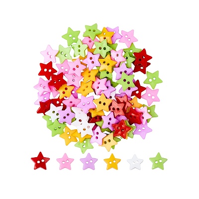 300Pcs 6 Colors Acrylic Buttons BUTT-DJ0001-12-1
