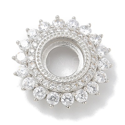 Rack Plating Brass Micro Pave Clear Cubic Zirconia Cabochon Connector Setttings KK-L224-027P-01-1