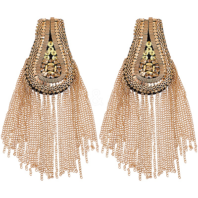 Teardrop Iron Chain Tassel with Rhinestone Epaulettes AJEW-WH20006-326A-G-1