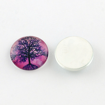 Half Round/Dome Tree Pattern Glass Flatback Cabochons for DIY Projects GGLA-Q037-25mm-M28-1