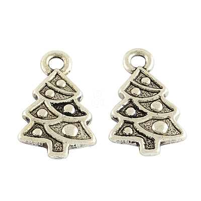 Christmas Tree Alloy Pendant Settings for Enamel TIBEP-GC154-AS-NR-1