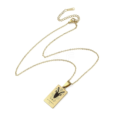 304 Stainless Steel Black Enamel Rectangle with Constellation Pendant Necklaces LS-NJEW-I128-01D-1