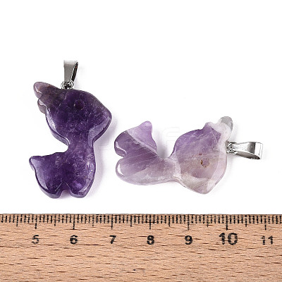 Natural Amethyst Pendants G-T144-11E-1