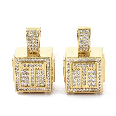 Alphabet Brass Micro Pave Clear Cubic Zirconia Pendants ZIRC-O045-01G-T-1