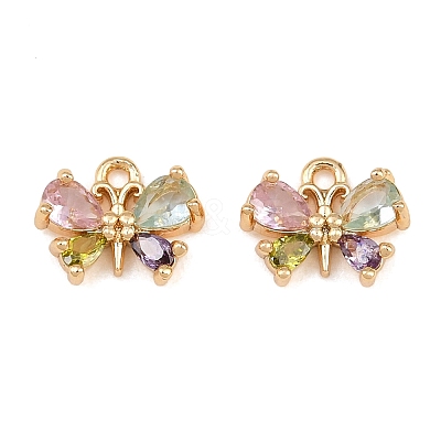 Brass Micro Pave Colorful Cubic Zirconia Charms CU-CBA804C-21G-1