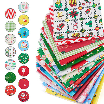 15Pcs 2 Bags 2 Styles Christmas Cotton Fabric DIY-TA0014-62-1