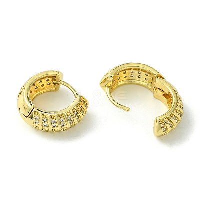 Brass with Cubic Zirconia Hoop Earrings EJEW-K267-09G-1