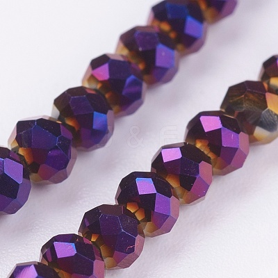 Faceted Rondelle Electroplate Glass Beads Strands X-EGLA-D020-3x2mm-84-1