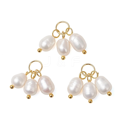Natural Cultured Freshwater Pearl 3 Rice Charms PALLOY-JF05056-01-1