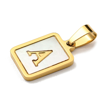 PVD Vacuum Plating 304 Stainless Steel Pave Natural White Shell Pendants STAS-S130-03G-A-1