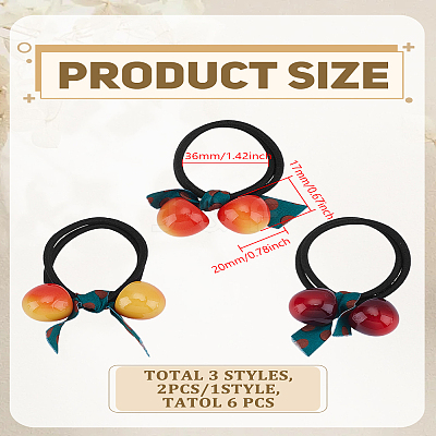 6Pcs 3 Colors Acrylic Polyester Hair Accessories OHAR-LP0003-004-1