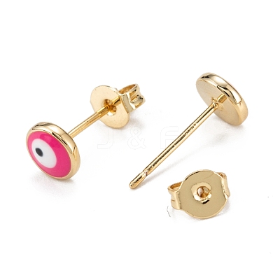 Brass Enamel Stud Earrings EJEW-D274-02M-02-1