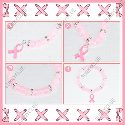 DIY Breast Cancer Awareness Bracelet Making Kit DIY-SC0021-74-1