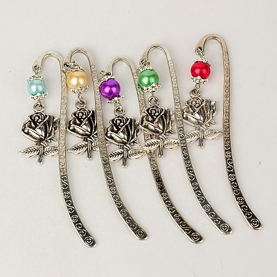 Tibetan Style Bookmarks/Hairpins for Valentine's Day AJEW-JK00040-1