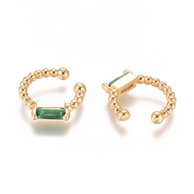 Golden Plated Brass Micro Pave Cubic Zirconia Cuff Earrings EJEW-L244-06A-1