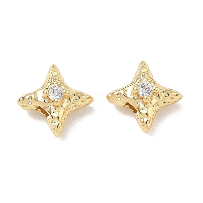 Brass Micro Pave Clear Cubic Zirconia Beads CU-CBA91C0-02G-1