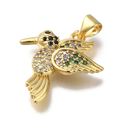 Rack Plating Brass Micro Pave Cubic Zirconia Pendants KK-G500-04B-G-1
