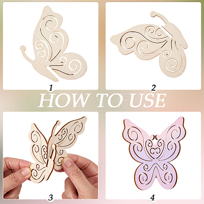 Butterfly Unfinished Wood Decorations for Craft Supplies DIY-SP0006-44-1