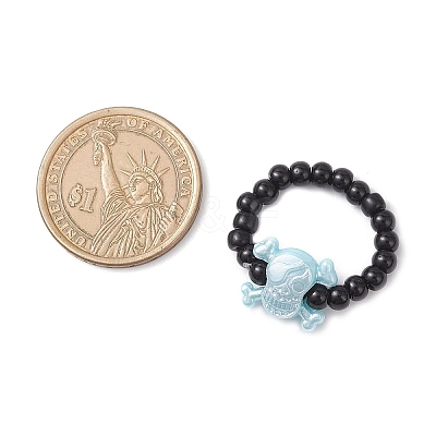 Acrylic Skull Stretch Rings RJEW-JR00927-01-1
