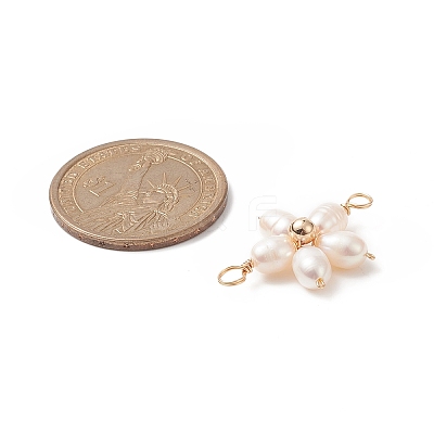 Natural Cultured Freshwater Pearl Connector Charms PALLOY-JF02025-1