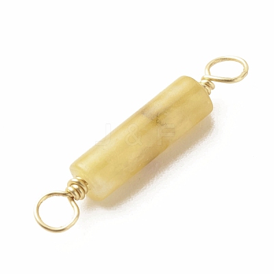 Natural Topaz Jade Connector Charms PALLOY-JF01454-02-1