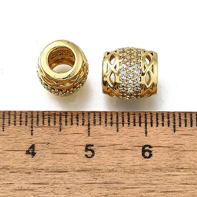 Brass Micro Pave Clear Cubic Zirconia European Beads ZIRC-I070-002G-1