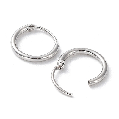 Rhodium Plated 925 Sterling Silver Huggie Hoop Earrings EJEW-K258-02A-P-1