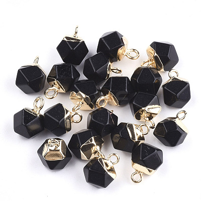 Electroplate Synthetic Black Stone Charms X-G-S344-08A-1