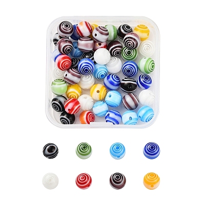 48Pcs Handmade Millefiori Glass Beads LK-YW0001-02B-1