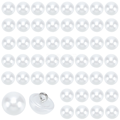 50Pcs 1-Hole Brass ABS Plastic Imitation Pearl Shank Buttons KY-CY0001-17-1