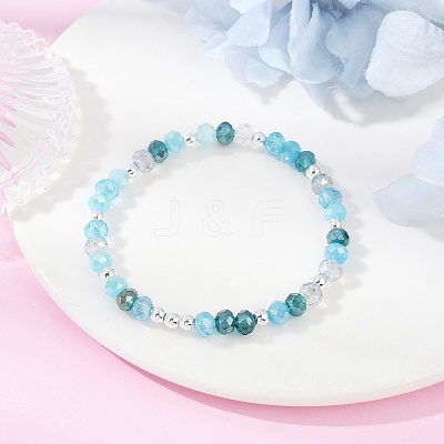 3Pcs 3 Colors Faceted Round Electroplate Glass Beads Stretch Bracelets for Women BJEW-JB11628-1