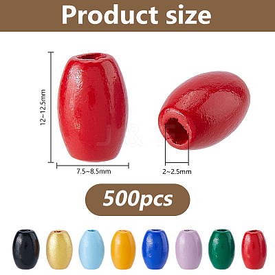 500Pcs Spray Painted Schima Wood Beads WOOD-DC0001-43-1