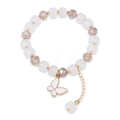 Alloy Enamel Butterfly Charm Bracelets BJEW-YW00009-1