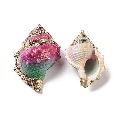 Spray Painted Natural Spiral Shell Pendants SSHEL-C011-02-1