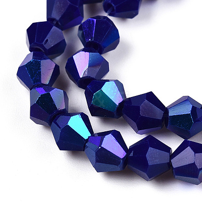 Opaque Solid Color Electroplate Glass Beads Strands EGLA-A039-P6mm-L10-1