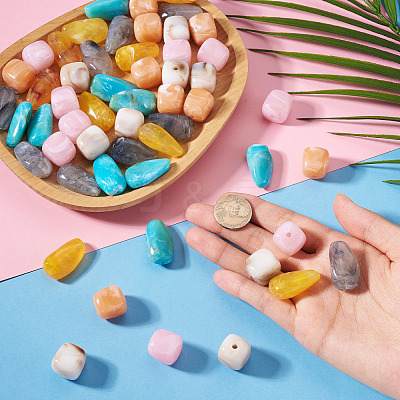 60Pcs 6 Colors Opaque Acrylic Beads OACR-TA0004-96-1