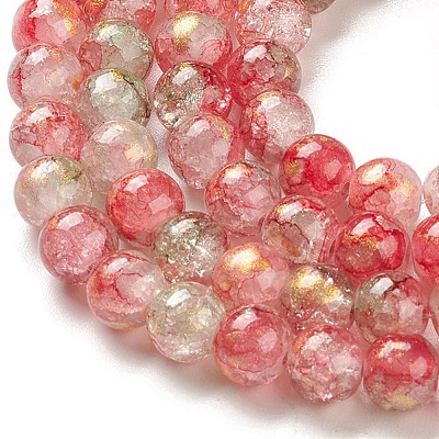 Baking Paint Crackle Glass Bead Strands DGLA-R053-05D-1