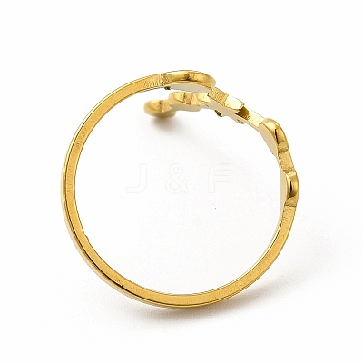 Ion Plating(IP) 304 Stainless Steel Morning Star Open Cuff Ring for Women RJEW-B027-12G-1